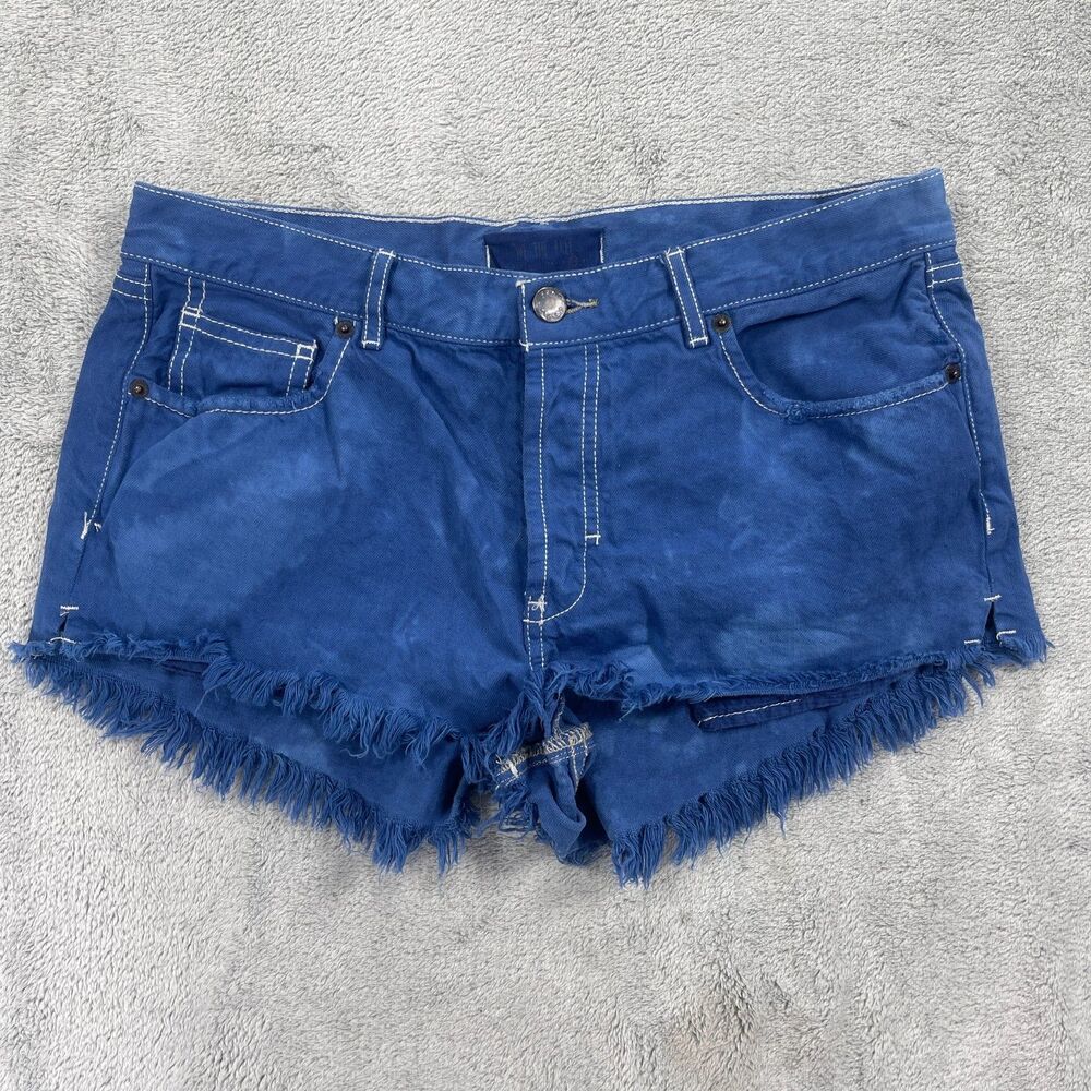Free People We the Free Cut Off Shorts Womens 32 Blue 100% Cotton Frayed Hem